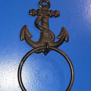 Nautical anchor towel holder